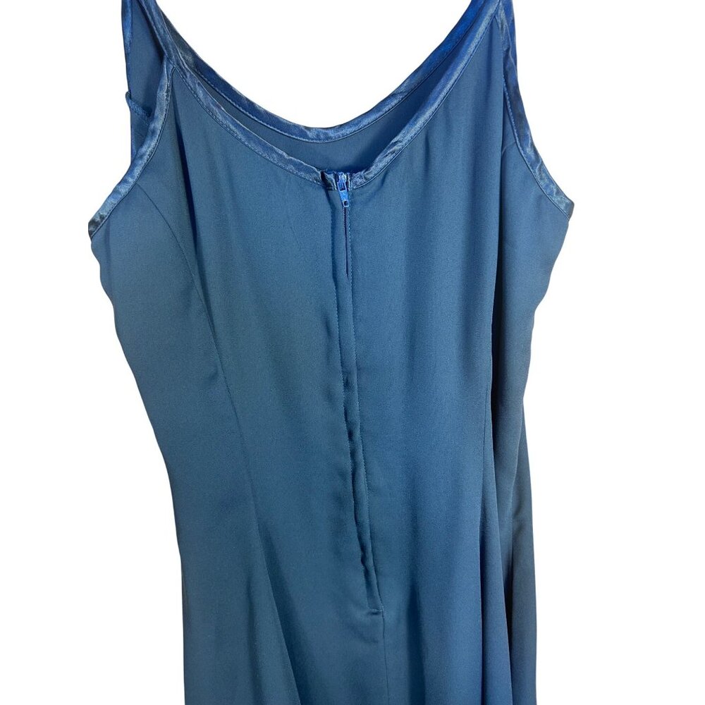 VTG Roberta Navy Small (est.) Maxi Slip Dress Asymmetrical Hem Fairy Whimsy Goth - Picture 5 of 7